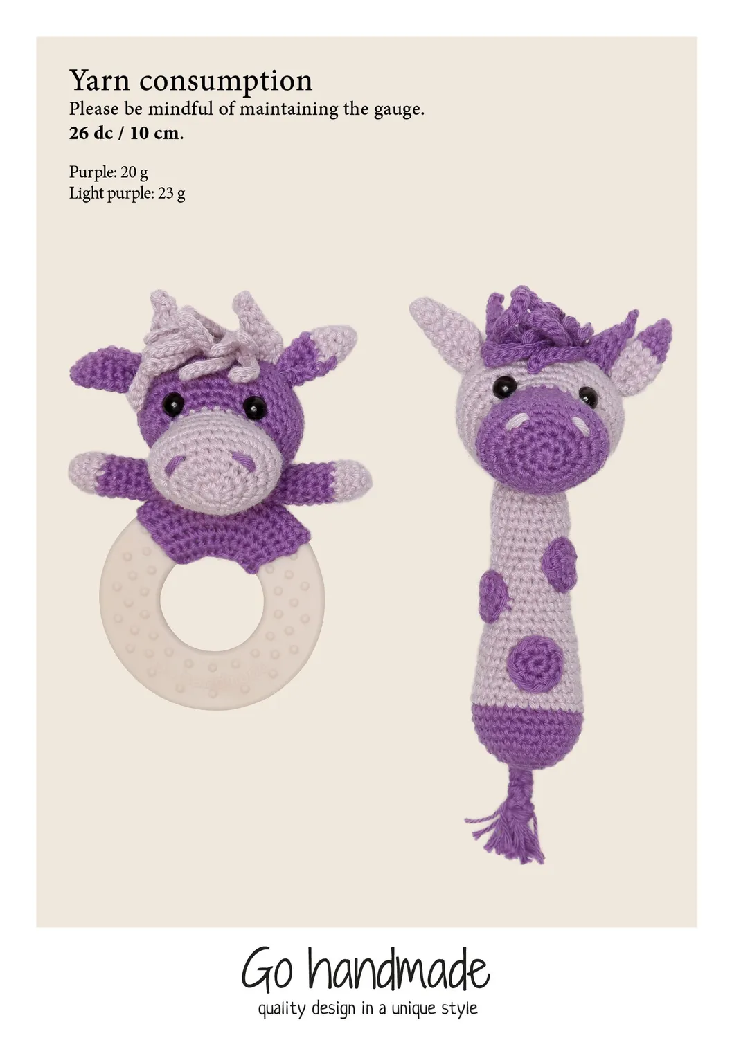 Go Handmade Sensory Cow Häkelset Kuh Rassel