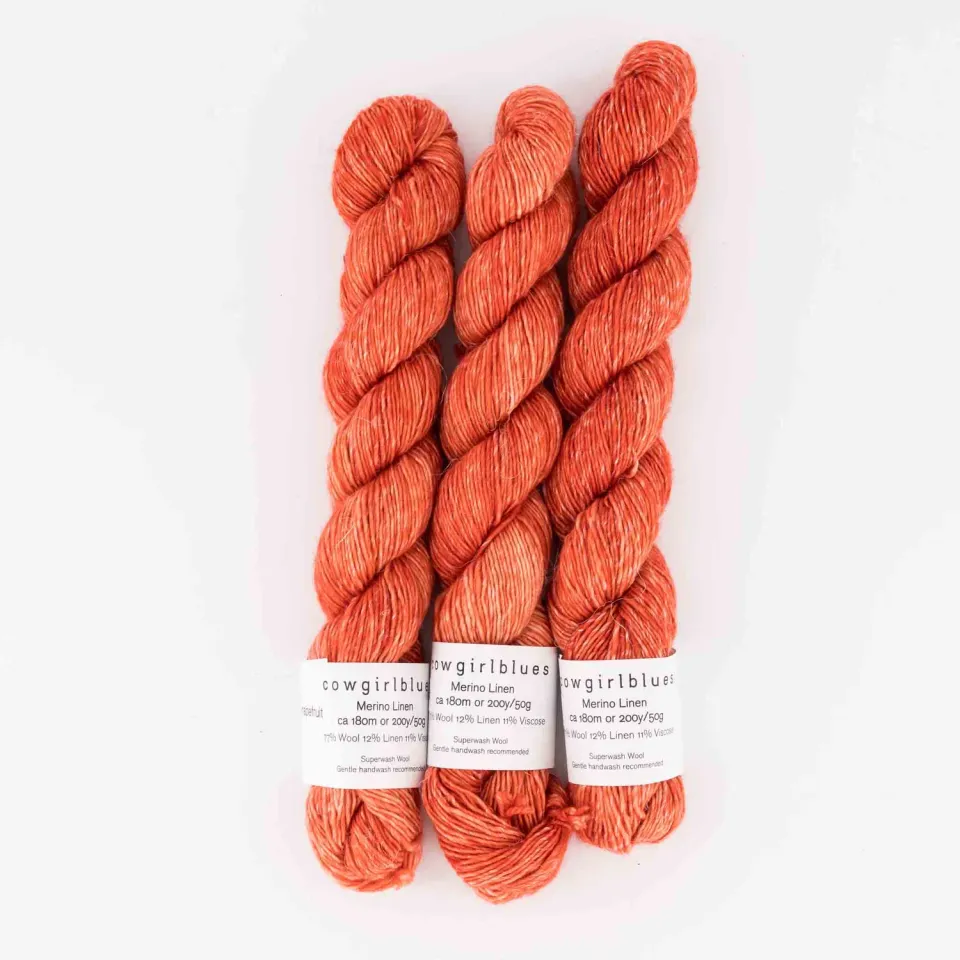 Cowgirlblues Merino Linen 50g Ruby Grapefruit Garn meliert