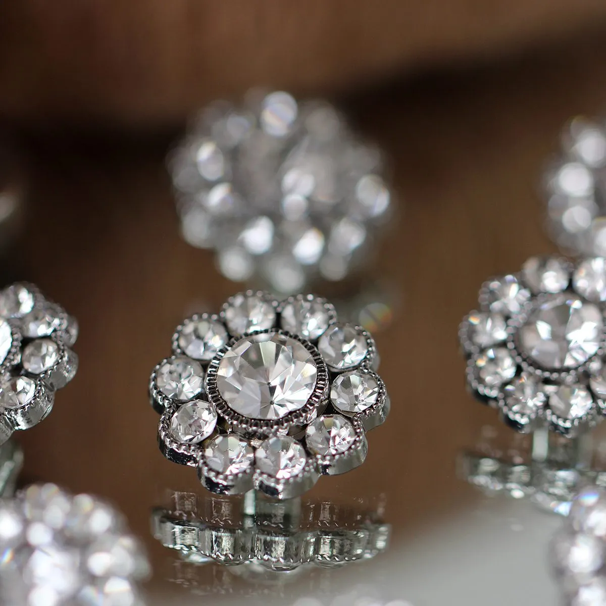 Go Handmade Diamond Knöpfe silber 1-reihig 4 Stk Strass
