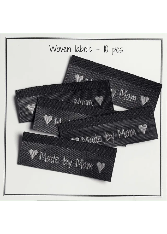 Go Handmade Webetiketten Made by Mom Grau 10 Stück