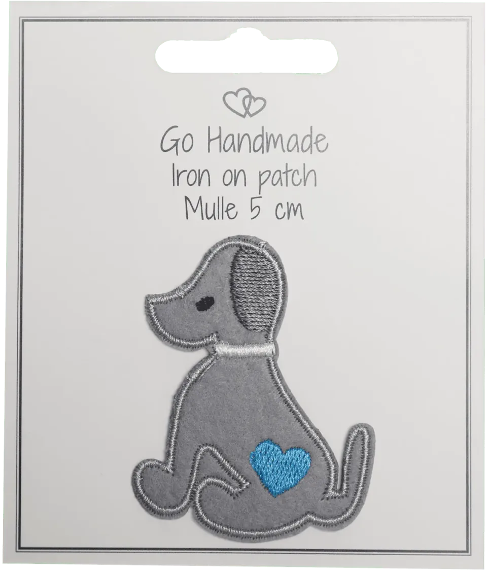 Go Handmade Mulle Hund Stoff-Aufnäher 5 cm Patch