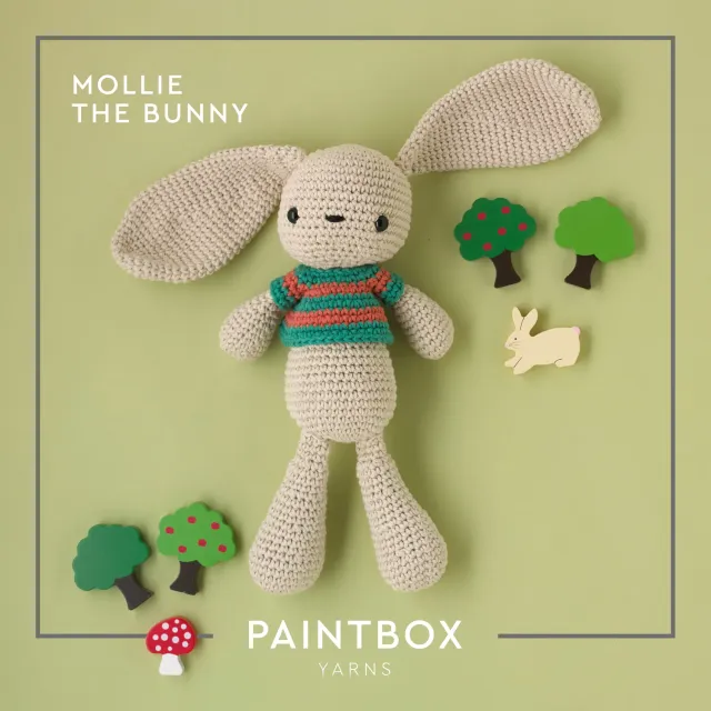 Paintbox Yarns Cotton Aran Häkelkit Mollie Bunny 5er