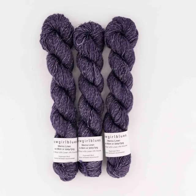 Cowgirlblues Merino Linen Wolle Aubergine 50g handgefärbt