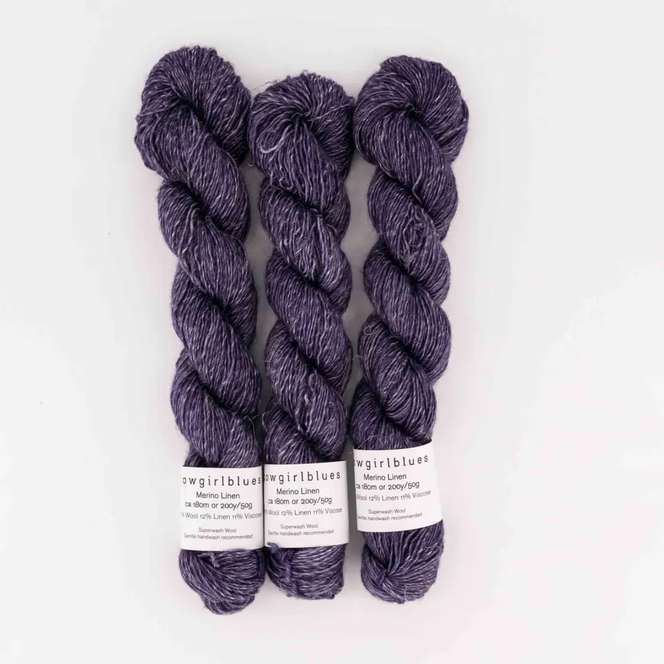Cowgirlblues Merino Linen Wolle Aubergine 50g handgefärbt