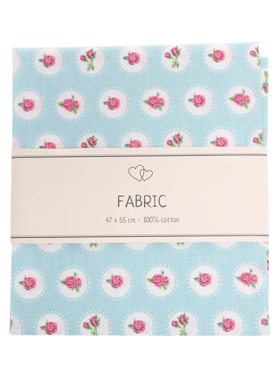 Go Handmade Cotton Stoff blau mit Rosen 47x55 cm