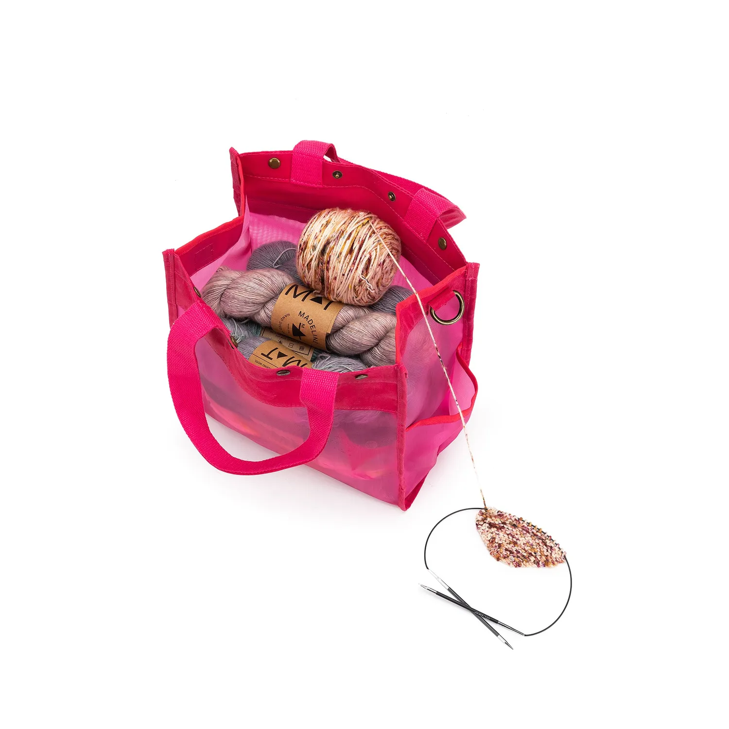 della Q Maker's Tall Mesh Tote Projekttasche Vivid Rose Netz