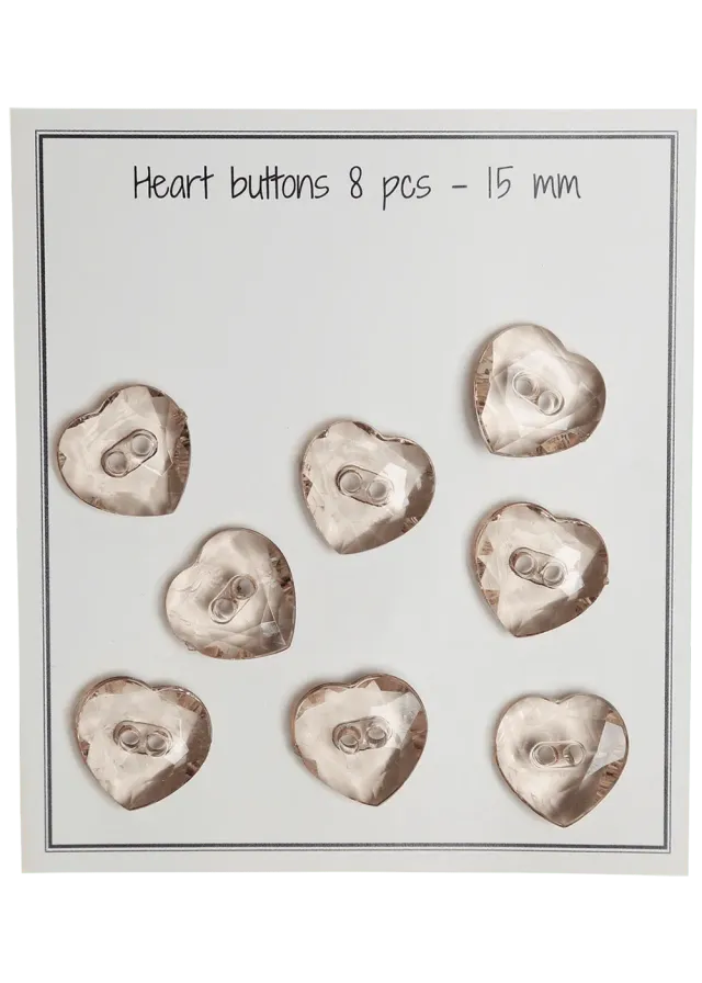 Go Handmade Heart Buttons Herzknöpfe 15mm Mushroom 8Stk