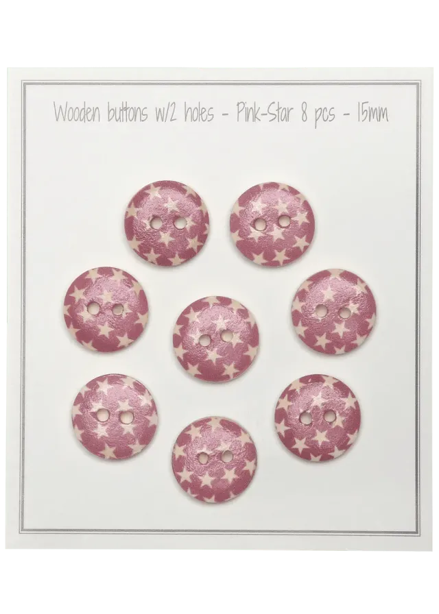 Go Handmade Pink-Star Knöpfe 15 mm 8 Stück Rosa