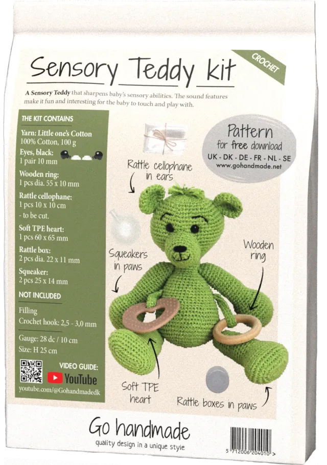Go Handmade Sensory Teddy Häkelset Lime Baumwolle