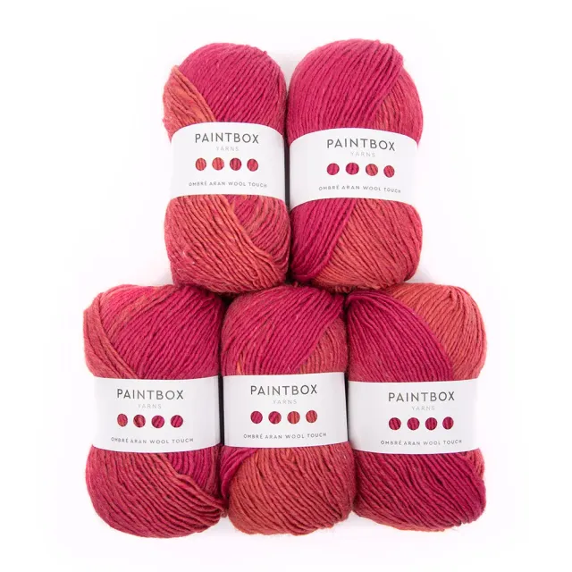Paintbox Yarns Ombre Aran Wool Touch Wolle Sandy Beach 5x100g Verlauf