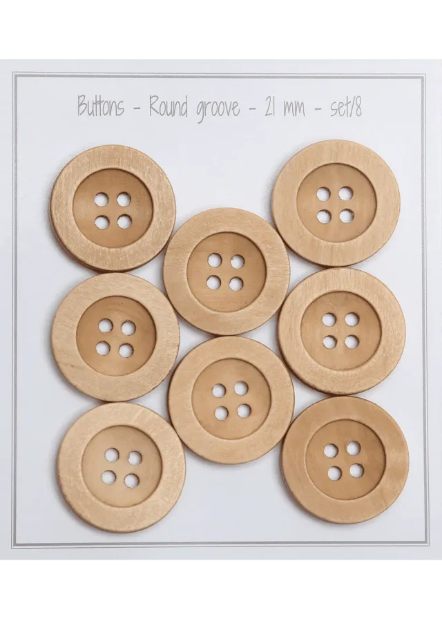 Go Handmade Round groove Holzperlen 21 mm natur 8 Stück