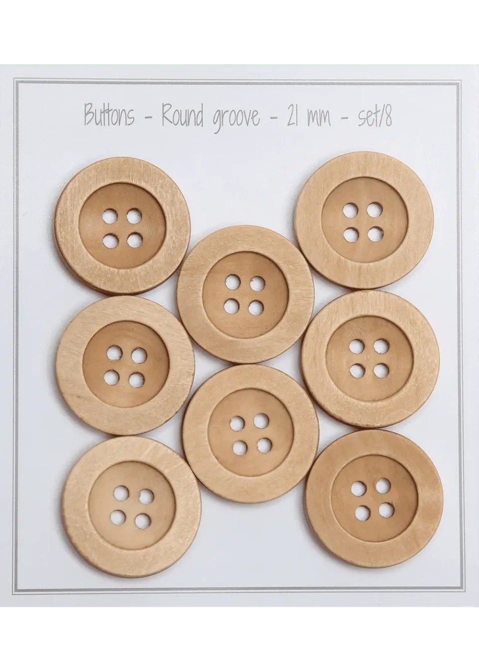 Go Handmade Round Groove Holzknöpfe 21mm natural 8 Stück