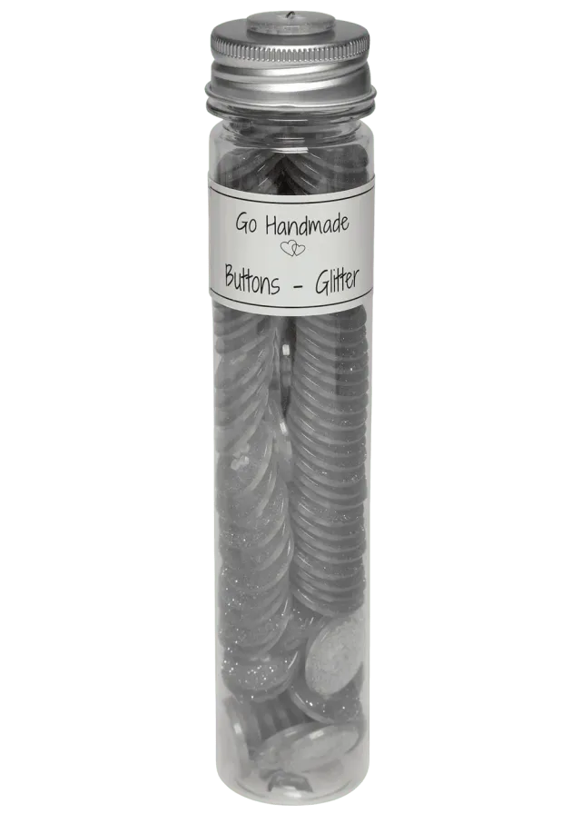 Go Handmade Glitter Knöpfe 21 mm Silber 125 Stück