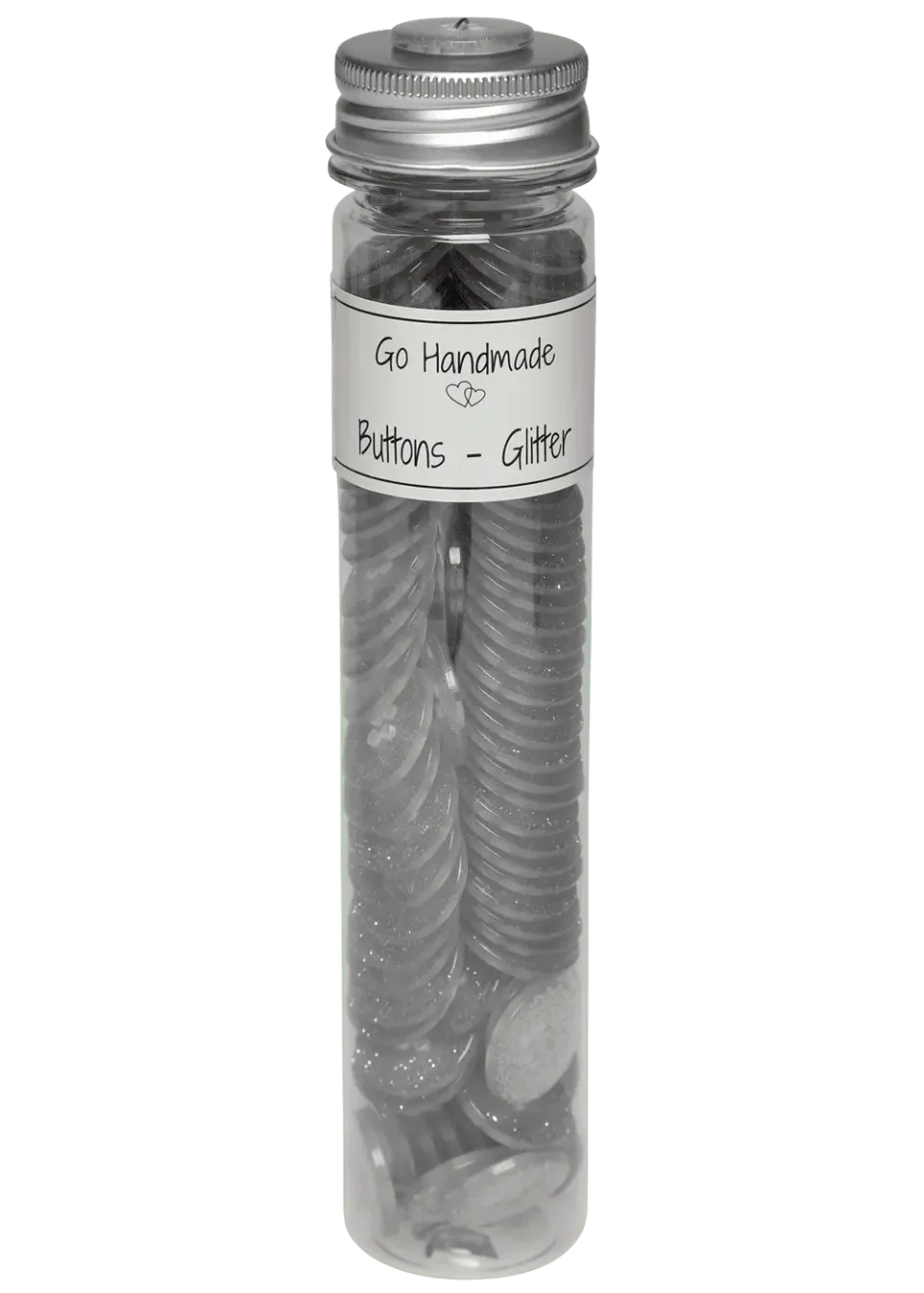 Go Handmade Glitter Knöpfe 21 mm silber 125 Stk.