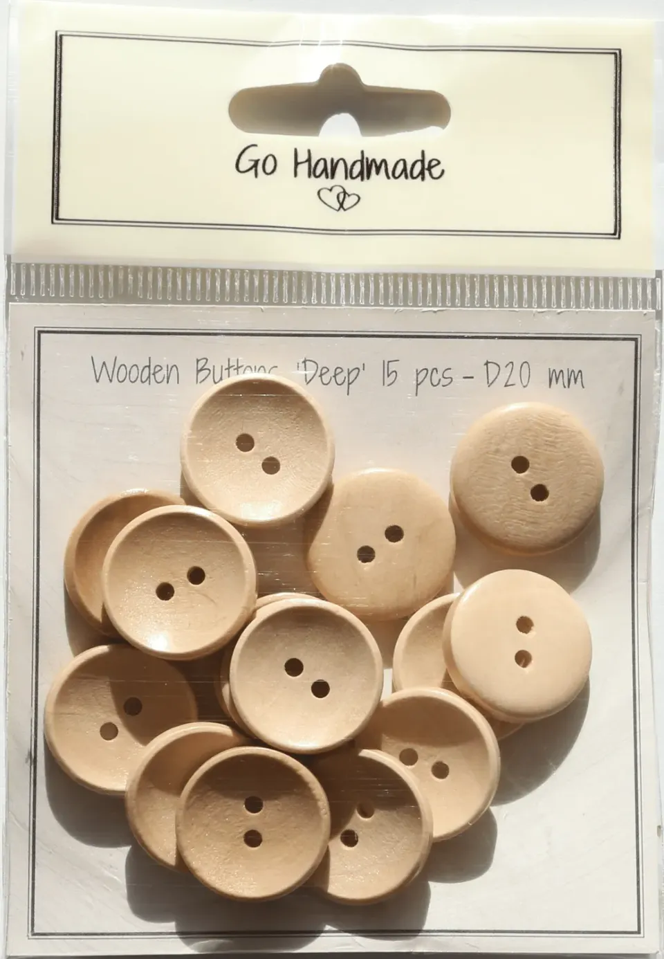Go Handmade Deep Holzperlen natur 20 mm 15 Stk