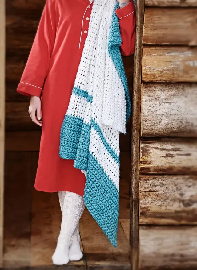 Blue Sky Fibers Cabin Fever Blanket Häkelanleitung Decke