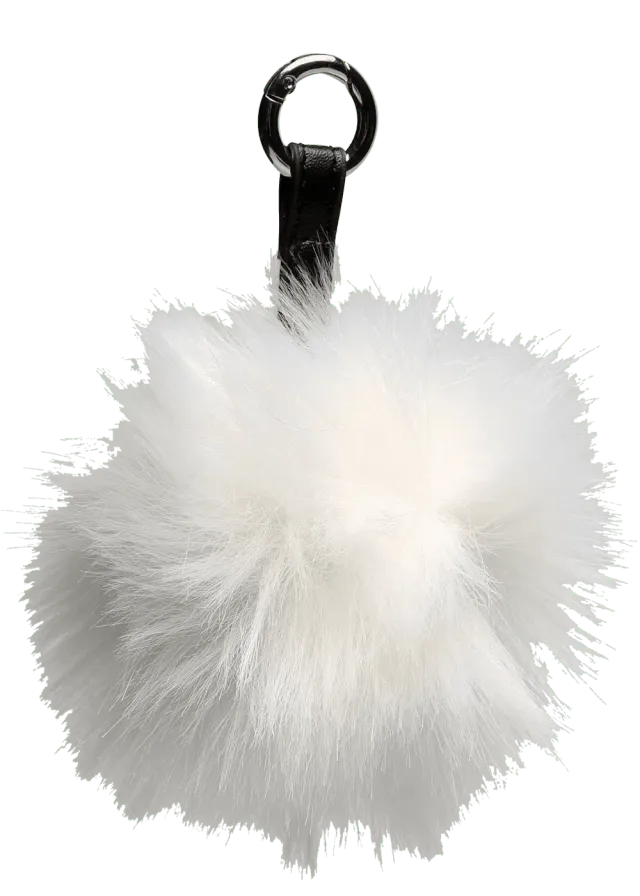 Go Handmade Pompon Anhänger Fell 11cm Weiß Schwarz