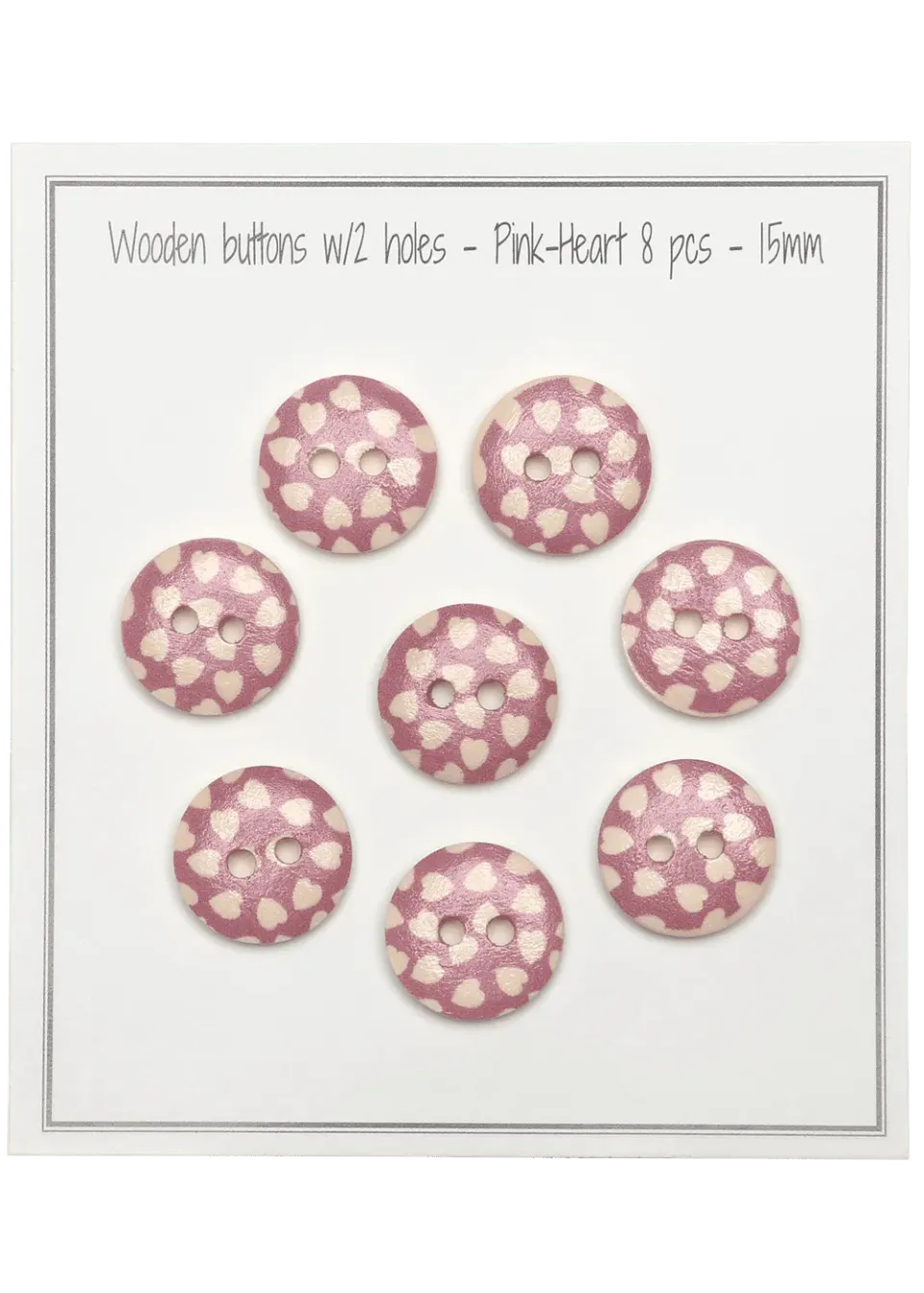 Go Handmade Pink-Heart Knöpfe 15 mm Set 8 Stück Herz