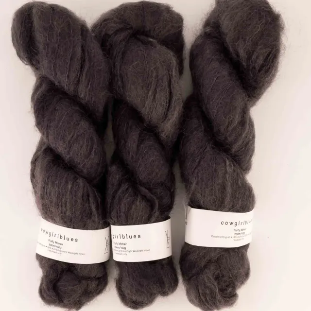 Cowgirlblues Fluffy 50g Mohairwolle Charcoal handgefärbt