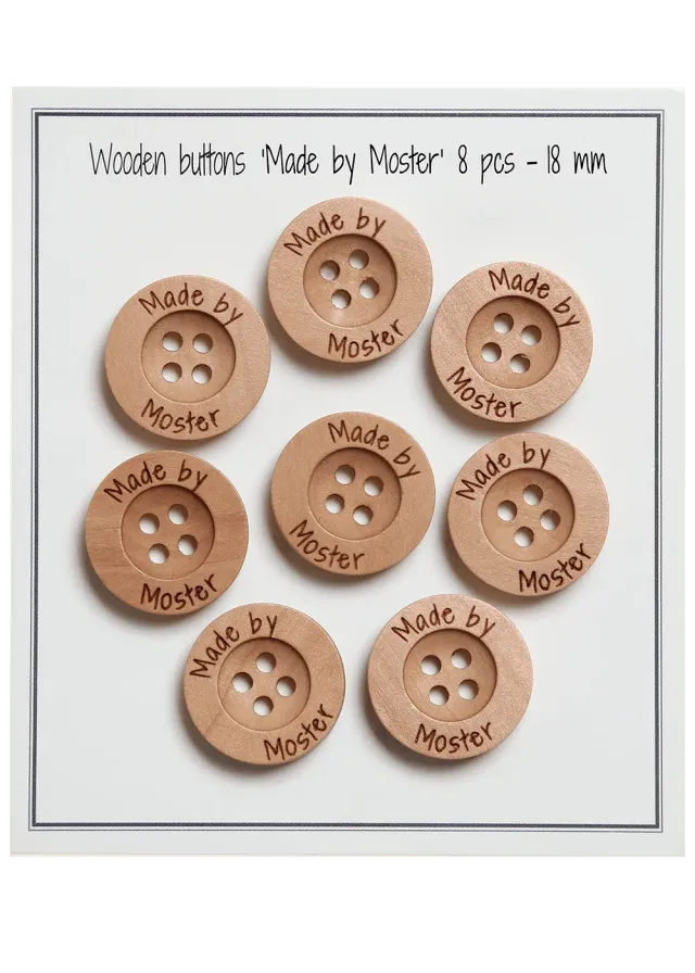 Go Handmade Made by Moster Knöpfe 18 mm 8 Stück Label