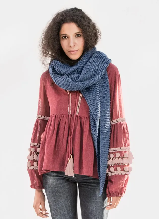 Blue Sky Fibers Classic Waverly Wrap Strickanleitung Bio-Baumwolle