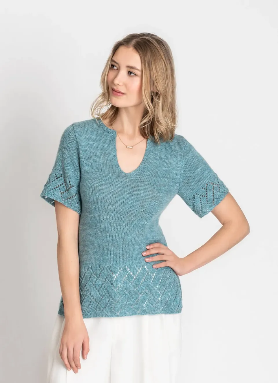 Blue Sky Fibers Classic Series Point Grey Tunic Strickanleitung 202219 Lochmuster