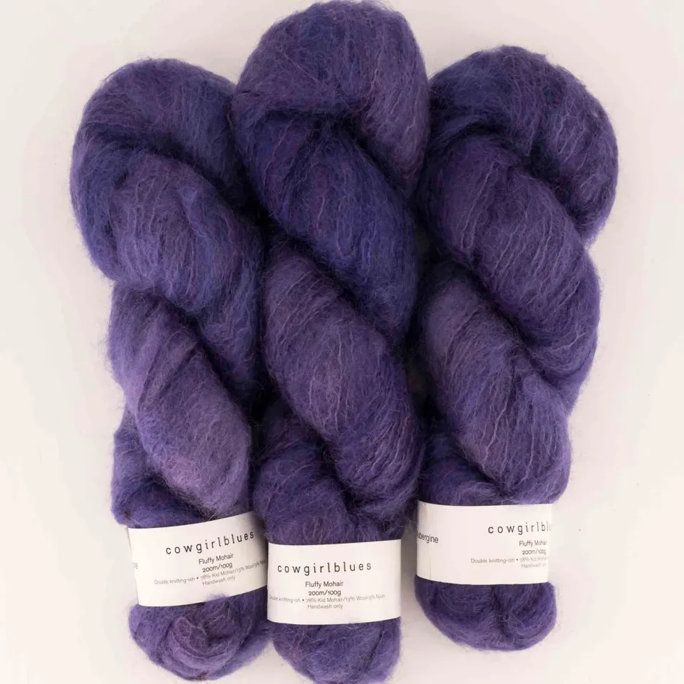 Cowgirlblues Fluffy Aubergine Mohairwolle 50g Flausch
