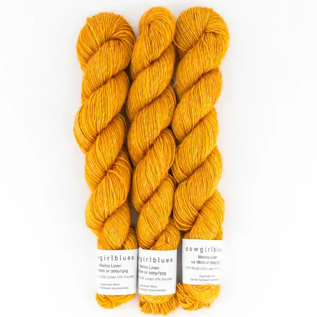 Cowgirlblues Merino Linen Saffron Wolle 50g handgefärbt