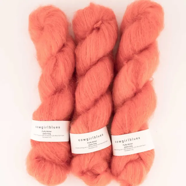 Cowgirlblues Fluffy Ruby Grapefruit Mohairwolle handgefärbt