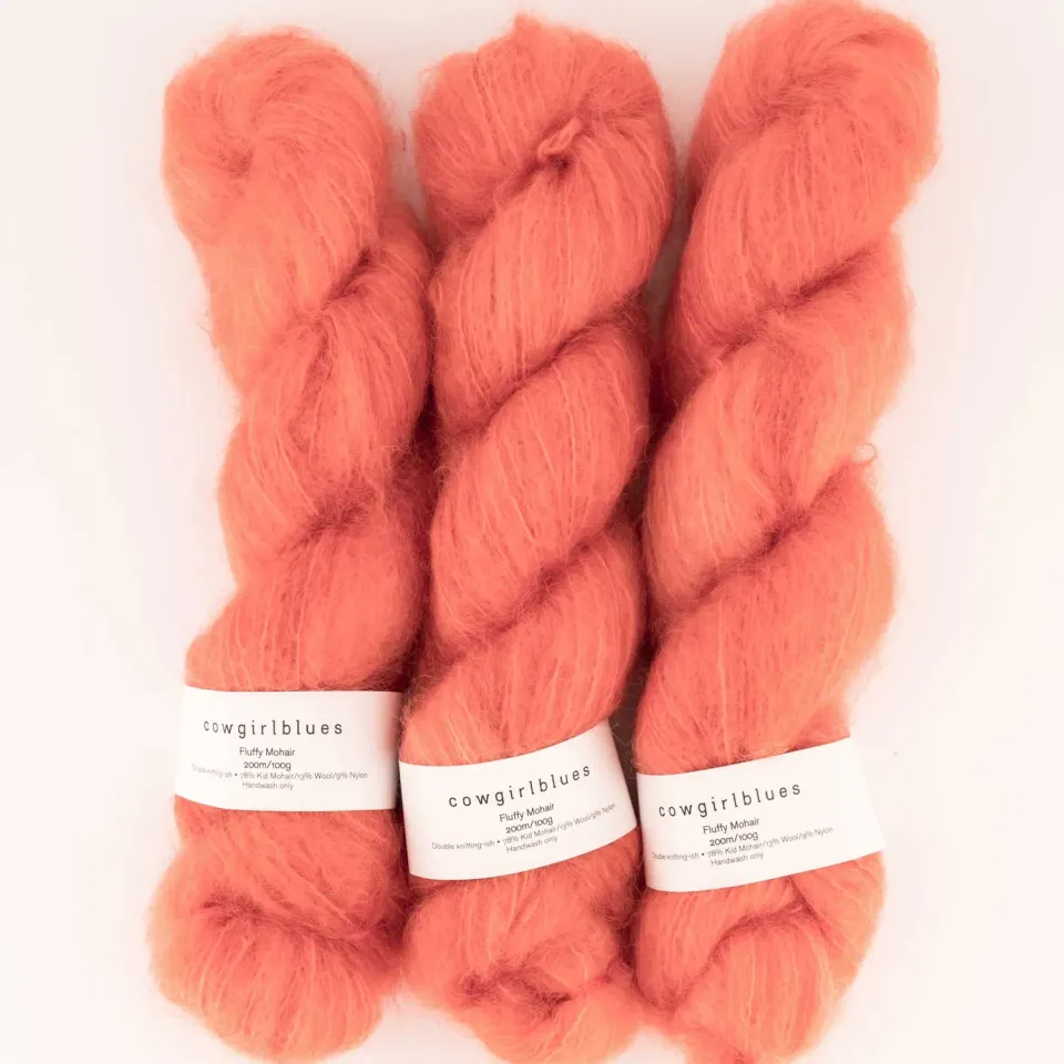 Cowgirlblues Fluffy Ruby Grapefruit Mohairwolle handgefärbt