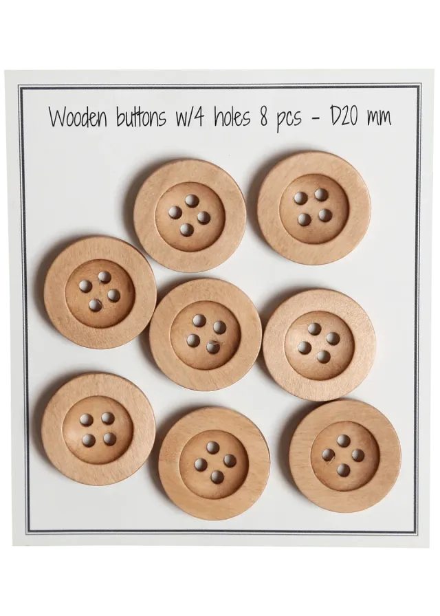 Go Handmade Round Groove Holzperlen 20 mm natur 8 Stück