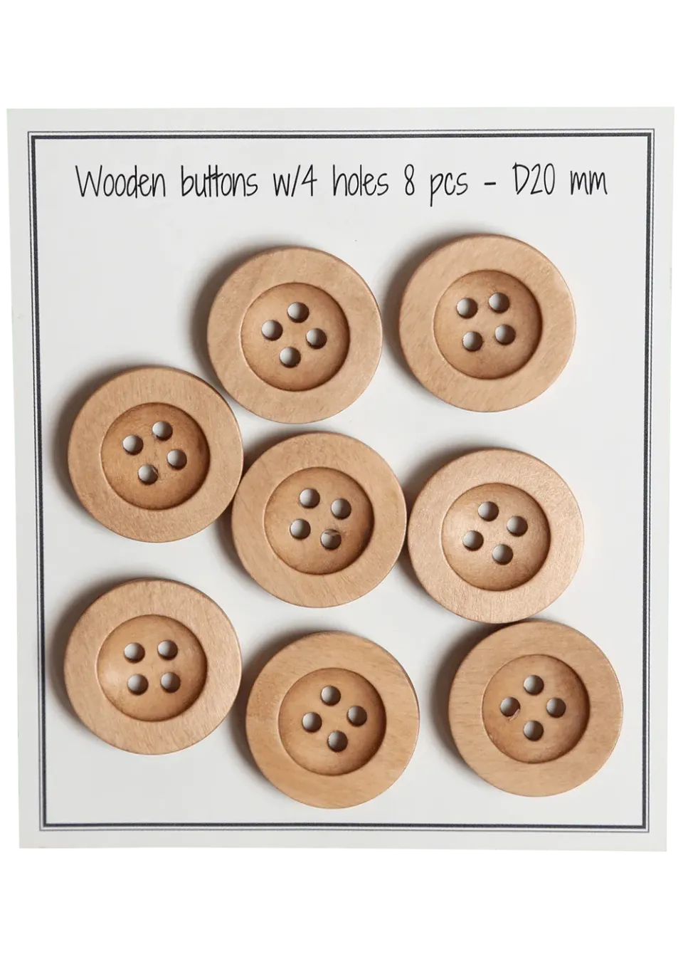 Go Handmade Round groove Holzperlen 20mm natur 8Stk