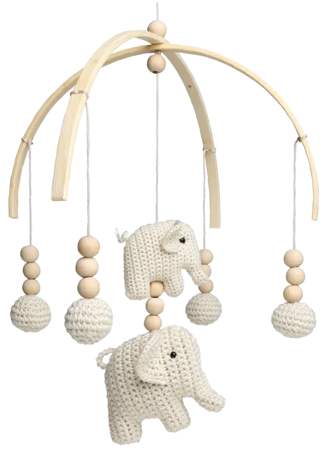 Go Handmade Elephant Mobile Häkelset Bambus 28 cm