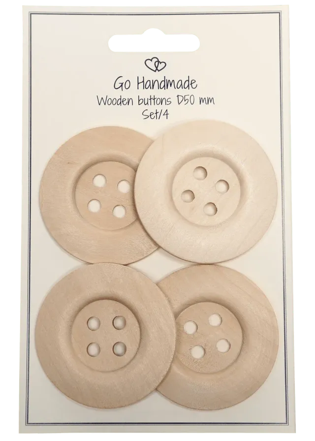 Go Handmade Holzknöpfe 50 mm 4 Stück