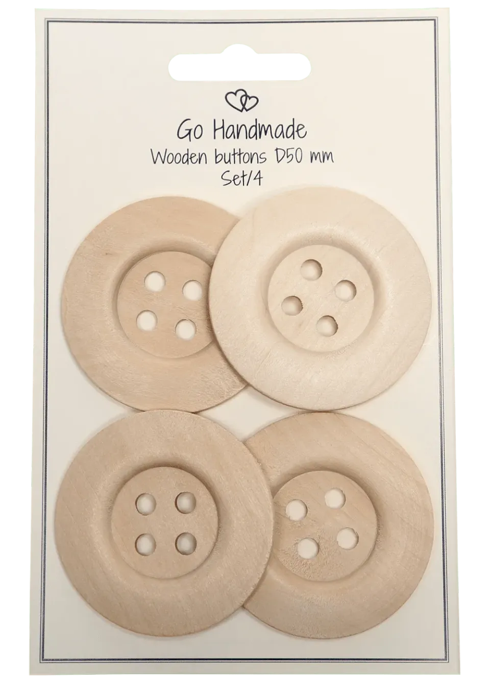 Go Handmade Holzknöpfe 50 mm natur 4 Stück