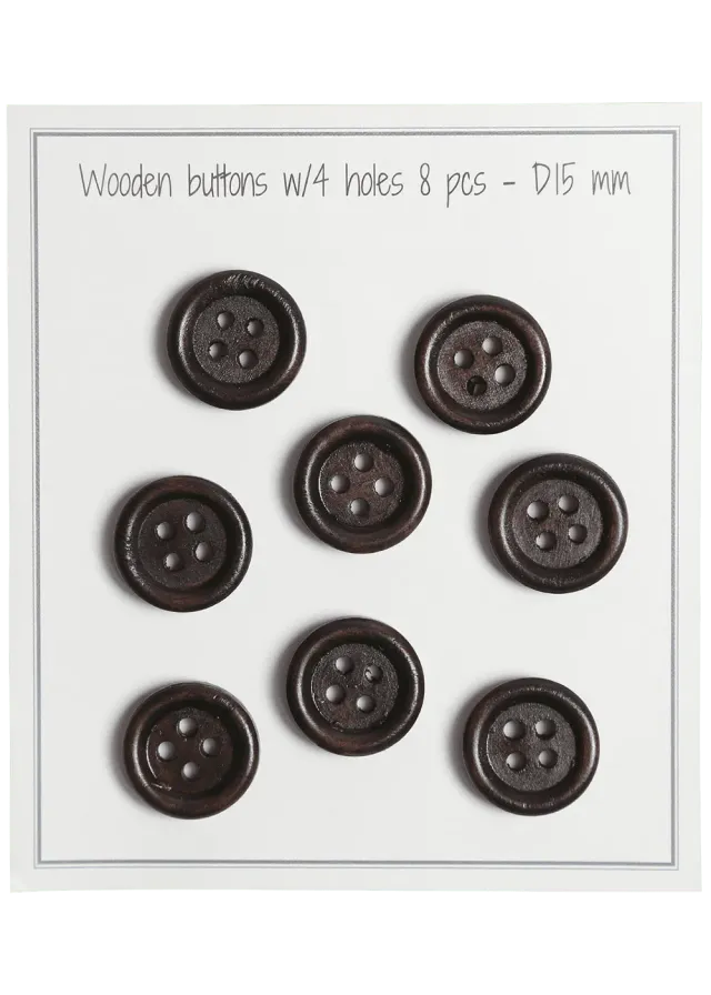 Go Handmade Holzknöpfe braun 15 mm 8 Stück Rille
