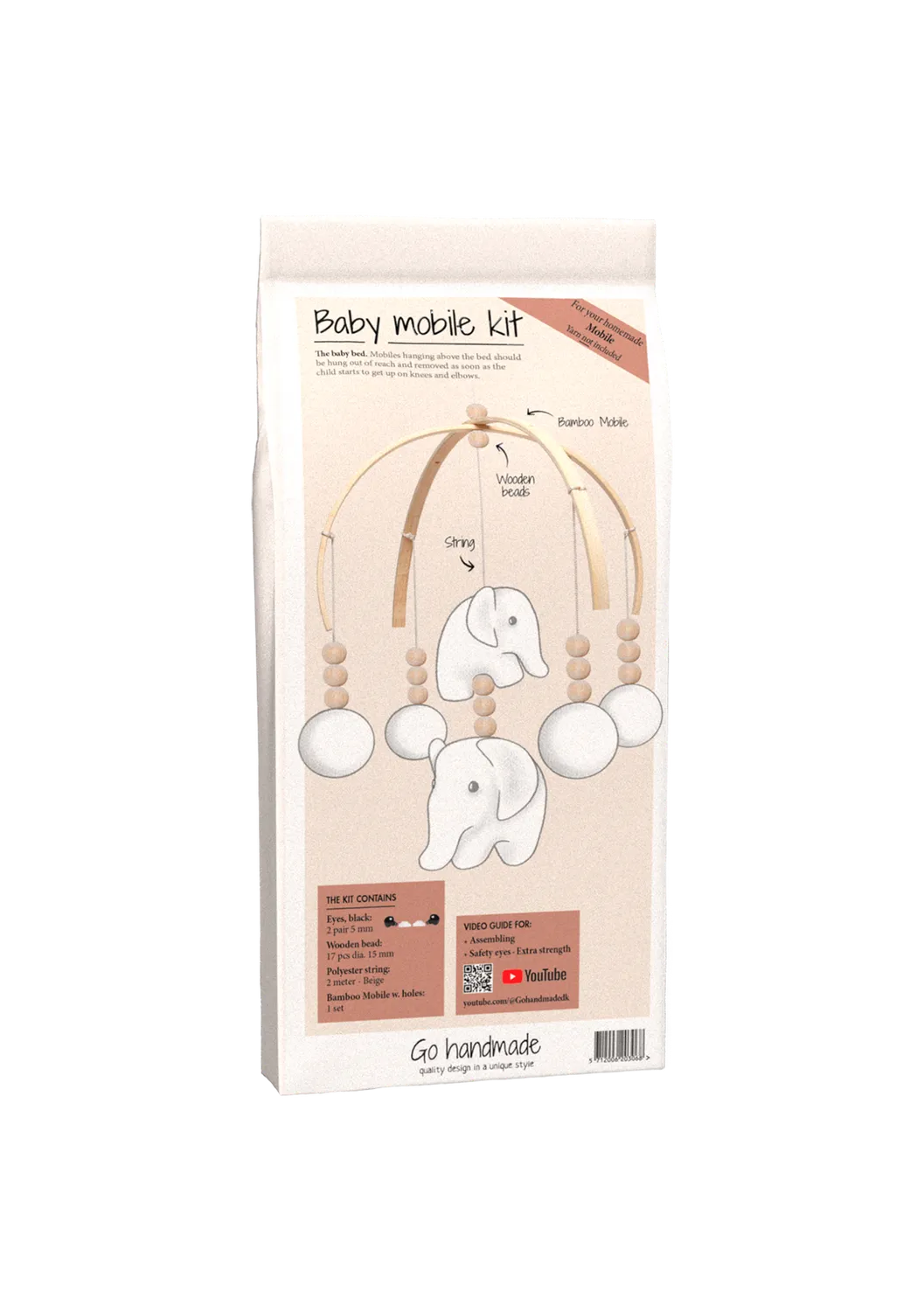 Go Handmade Elefant Mobile Häkelset D28 H30 Holzperlen