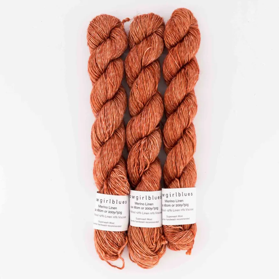 Cowgirlblues Merino Linen Terracotta Wolle 50g handgefärbt