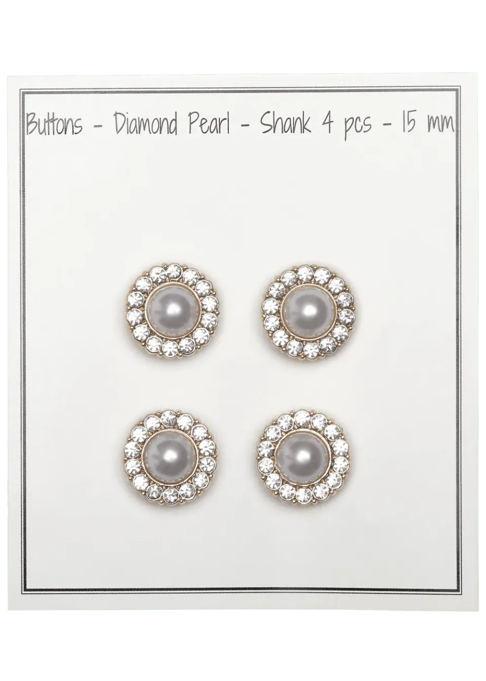 Go Handmade Diamond Pearl Knöpfe 15mm 4 Stück