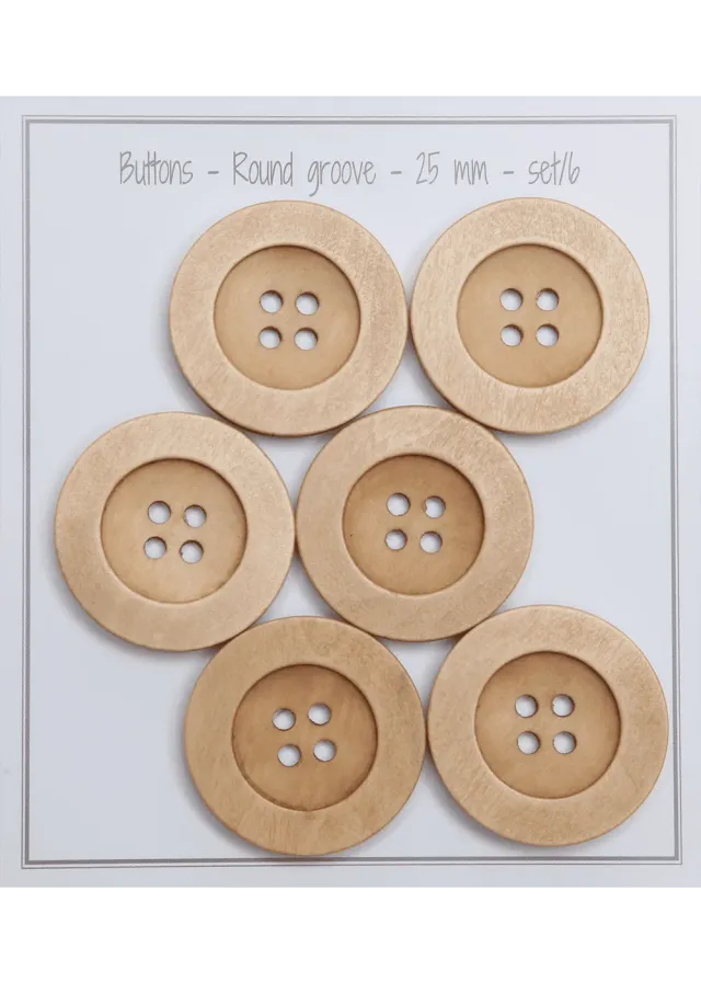 Go Handmade Round Groove Holzringe 25 mm Natur 6 Stk