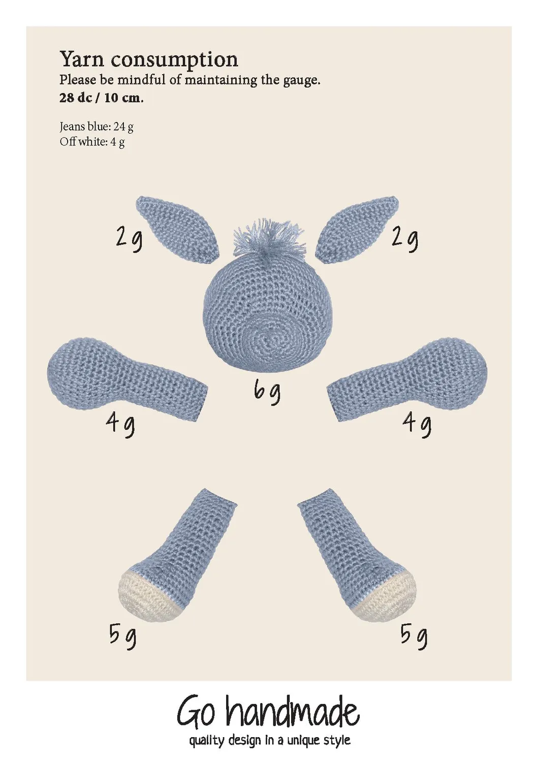 Go Handmade Bunny on Ring Häkelset jeansblau 18 cm