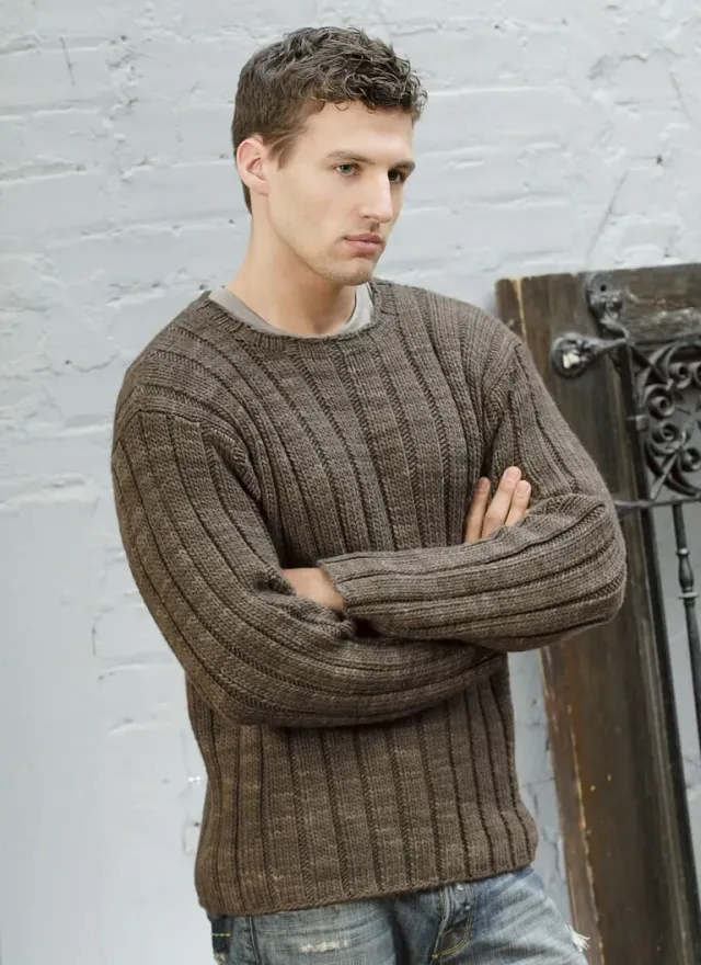 Blue Sky Fibers Classic Men's Ribbed Sweater Strickanleitung Herren
