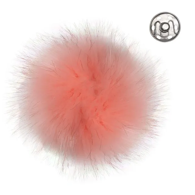 Go Handmade Pompon Bommel 10 cm Kunstfell mit Knopf