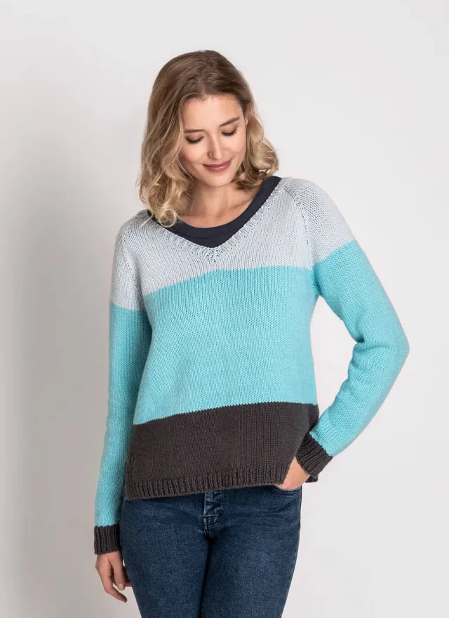 Blue Sky Fibers Classic Sweater Sweater 202212 Strickanleitung Pullover 3-farbig