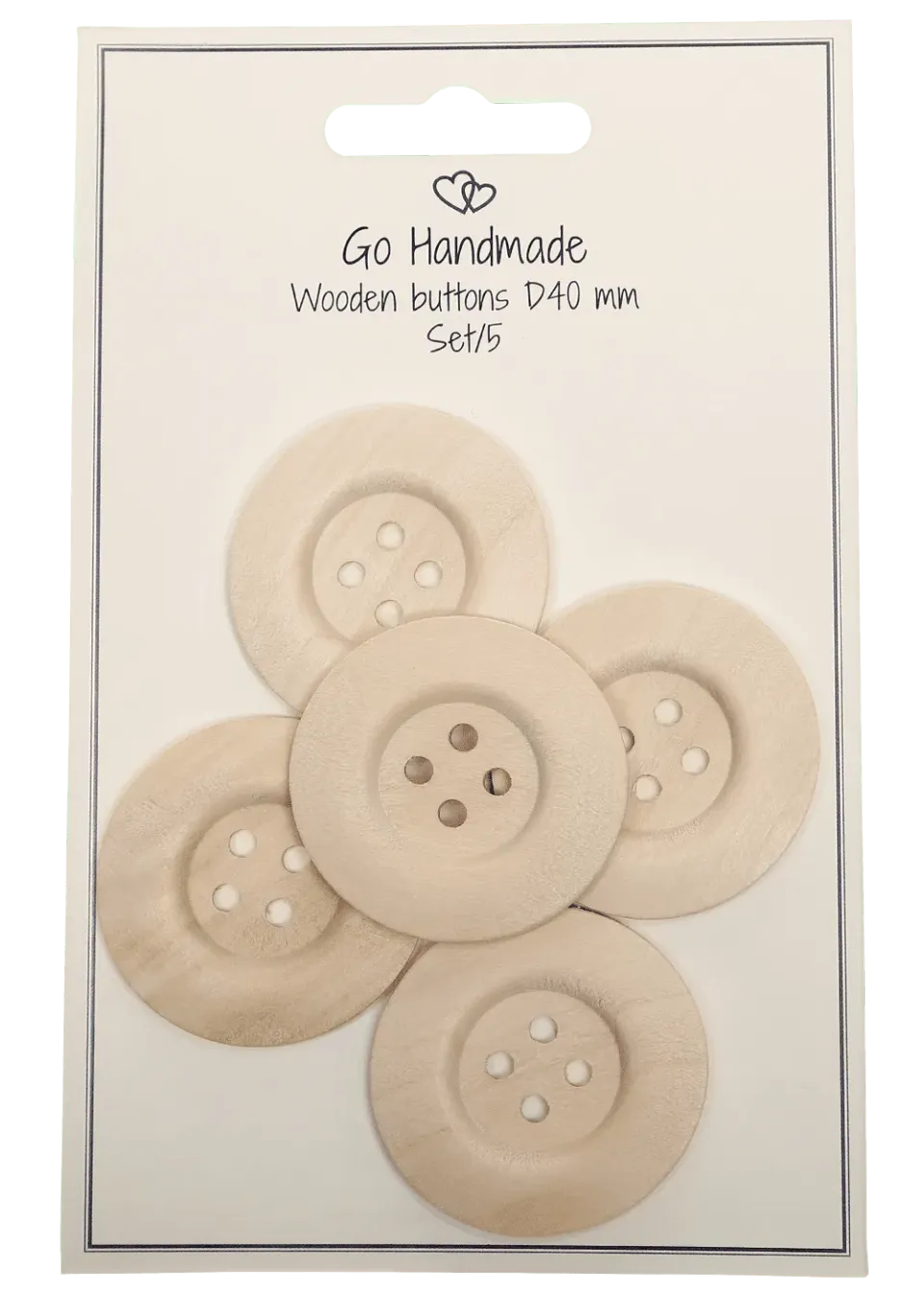 Go Handmade Holzknöpfe D40mm 5 Stück natur