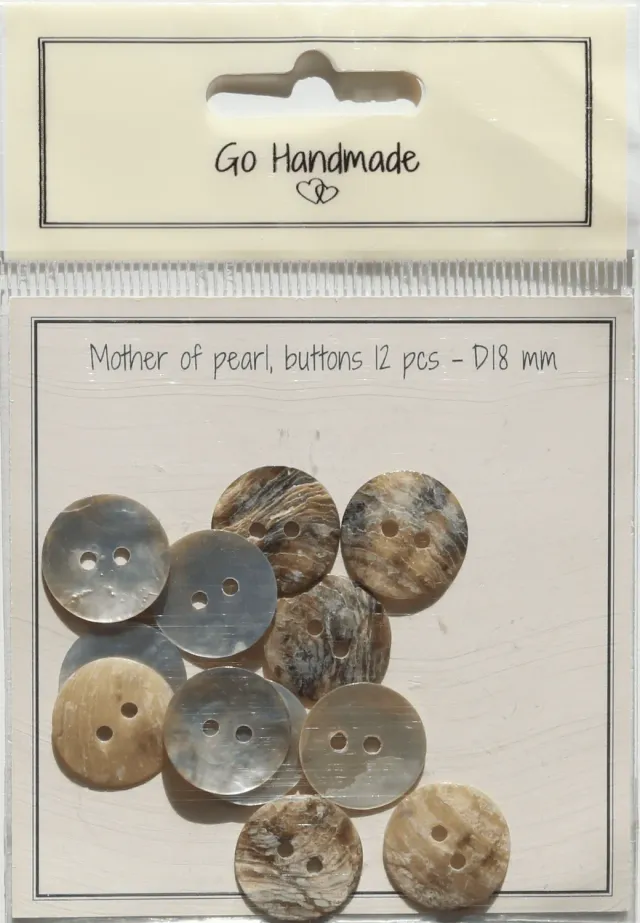 Go Handmade Perlmutt Knöpfe 18mm 12 Stück Natur