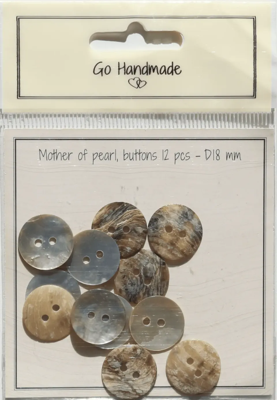 Go Handmade Perlmuttknöpfe Natur 18 mm 12 Stück
