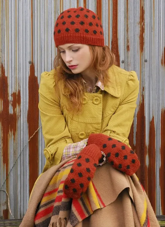 Blue Sky Fibers Polka Dot Hat Set PD Strickanleitung Mütze Handschuhe