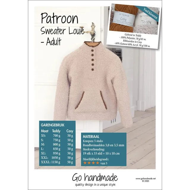 Go Handmade Louie Pullover Strickanleitung XS-XXXL Teddy