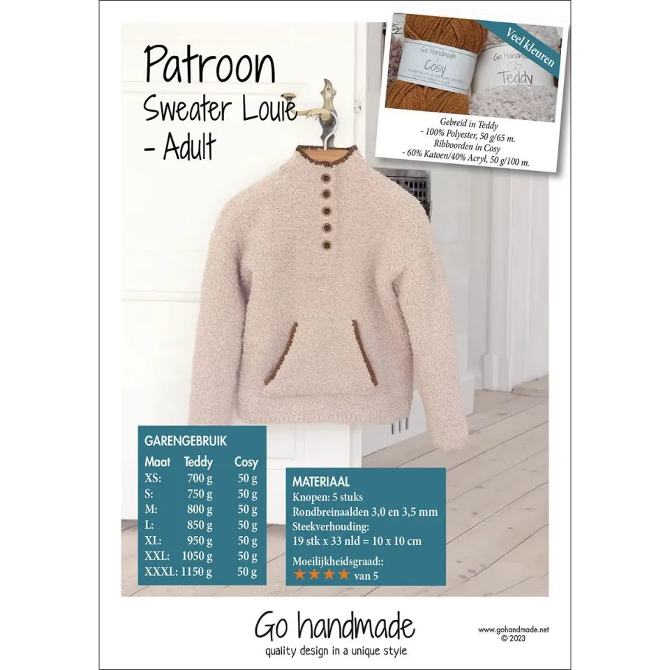 Go Handmade Louie Pullover Strickanleitung XS-XXXL Teddy